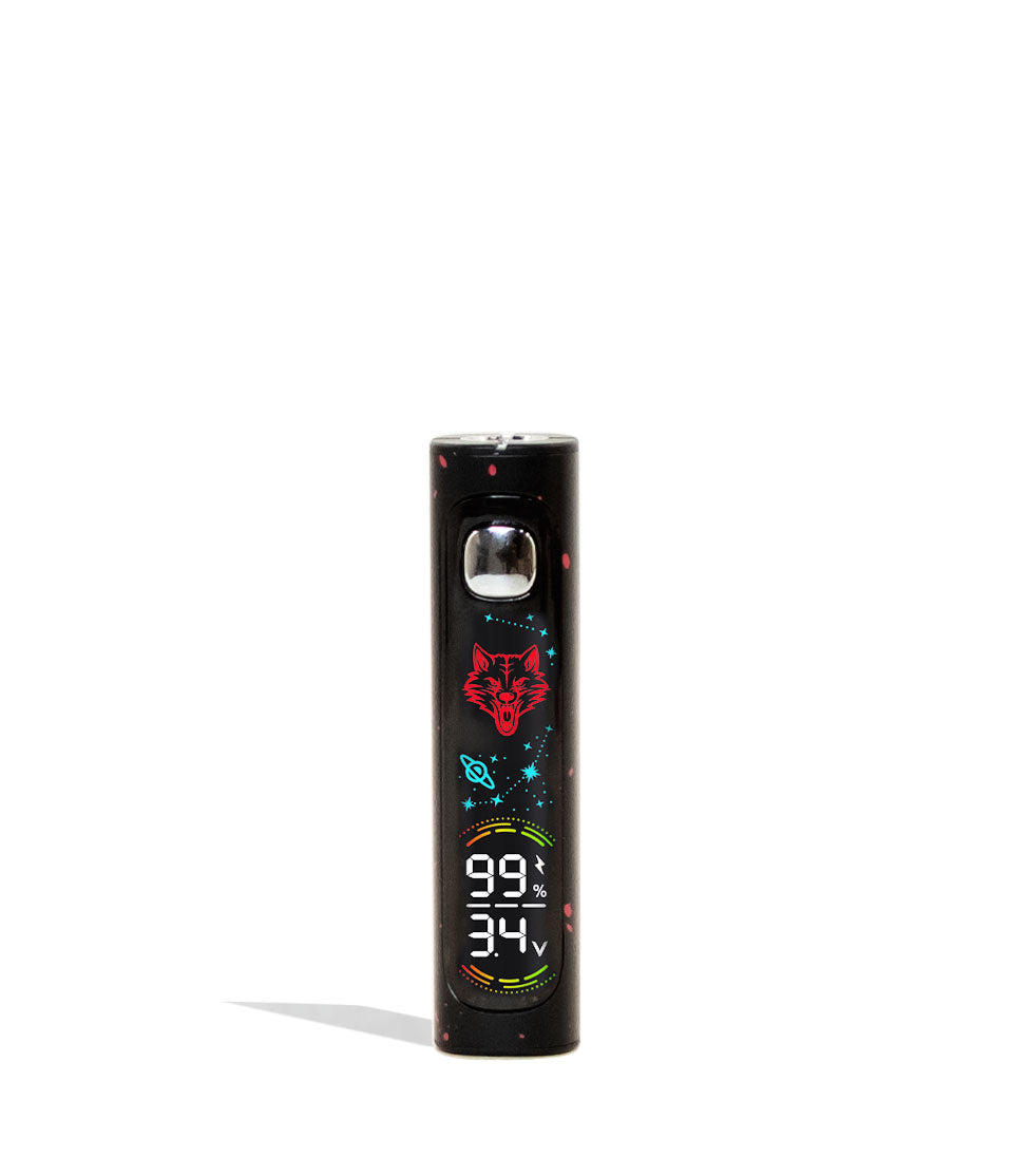 Black Red Spatter Wulf Mods Pro Digit Variable Voltage Battery 15pk Front View on White Background