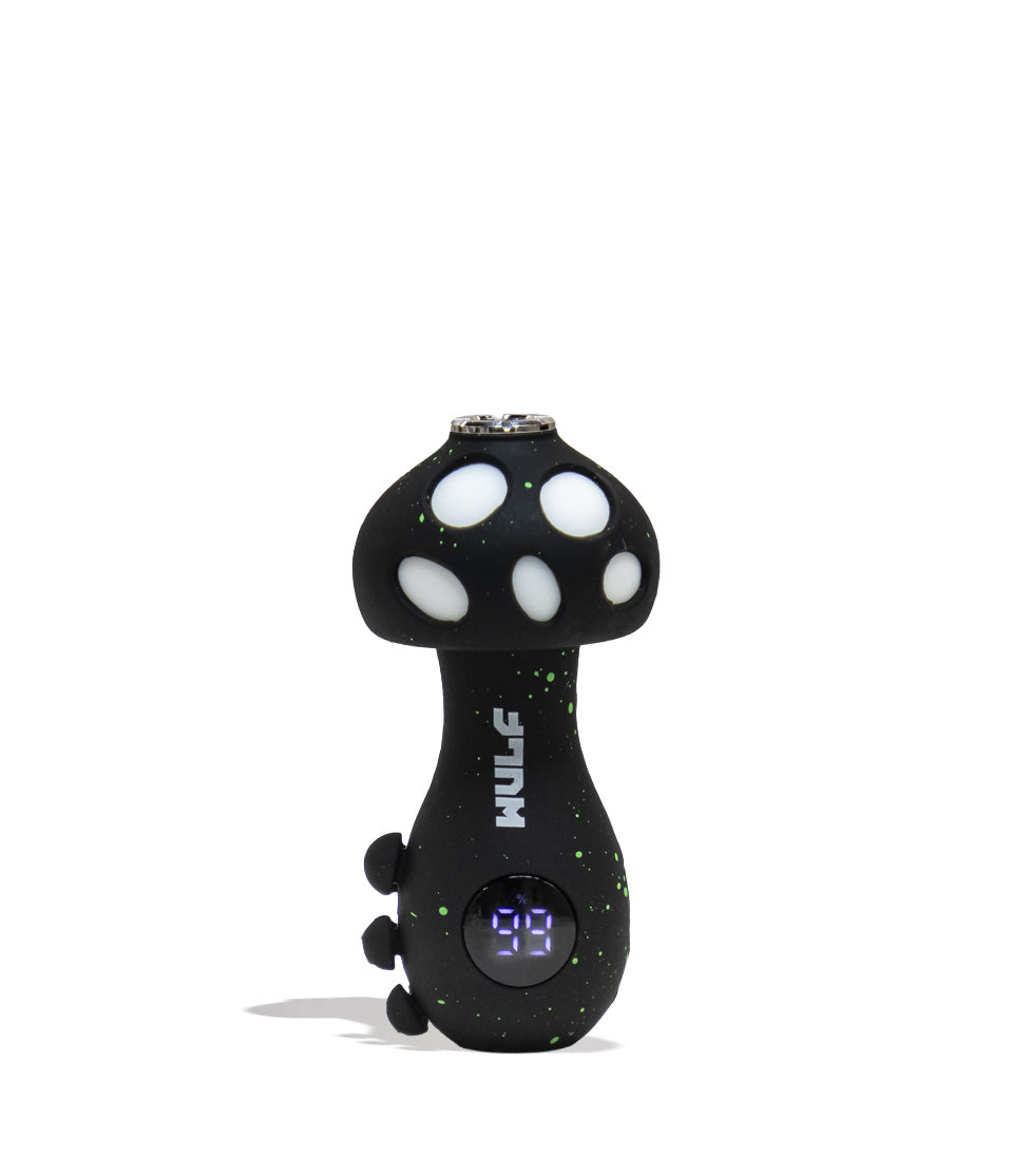 Black Green Spatter Wulf Mods TRYP Mushroom Shaped Variable Voltage Battery 9pk Front View on White Background