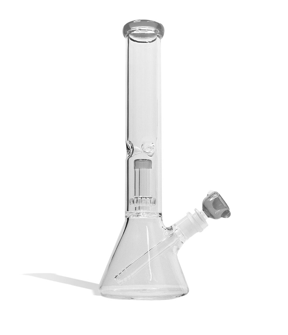 Grey 14 inch Beaker Water Pipe with Showerhead Perc Front View on White Background