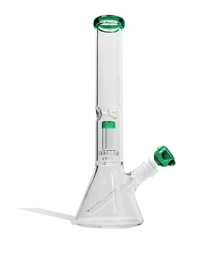 Lake Green 14 inch Beaker Water Pipe with Showerhead Perc Front View on White Background