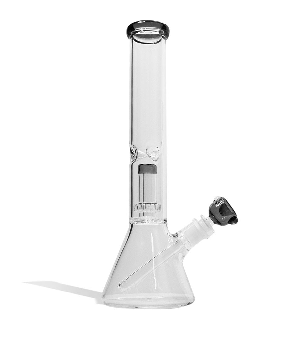 Smokey Gray 14 inch Beaker Water Pipe with Showerhead Perc Front View on White Background