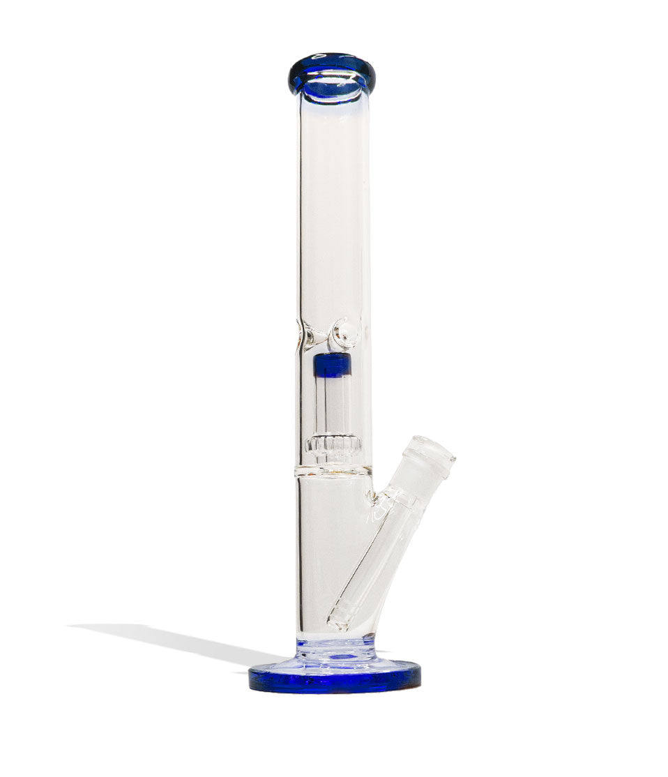 Blue 14 inch Straight Water Pipe with Showerhead Perc Front View on White Background