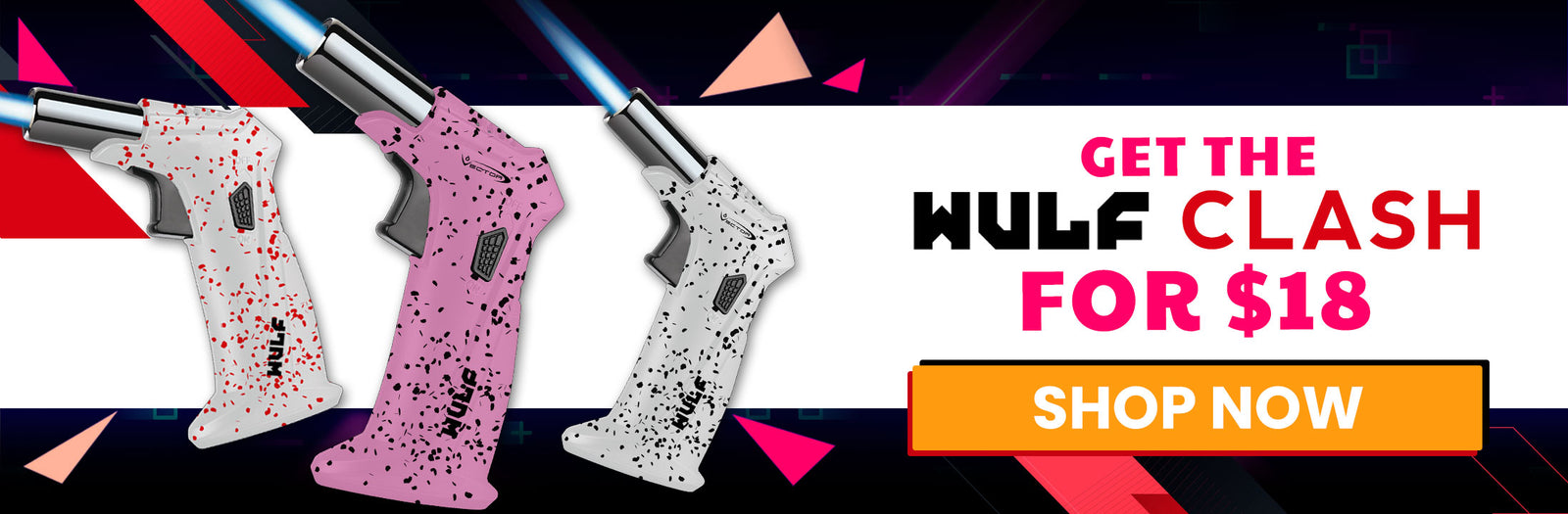 Wulf Clash Torches on a promotional banner for 'Wulf Clash' with a price tag and 'Shop Now' button.