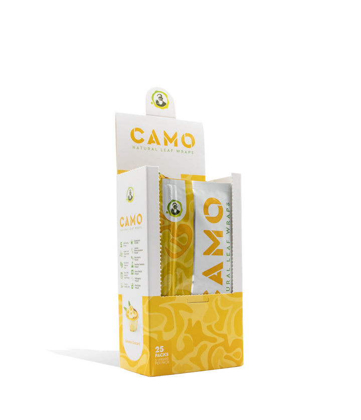Banana Custard Camo Natural Leaf Chamomile Wrap 25pk on white studio background
