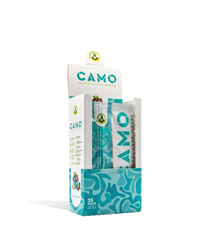 Mint Chocolate Chip Camo Natural Leaf Chamomile Wrap 25pk on white studio background