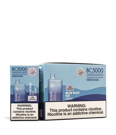 Blue Razz Ice Elf Bar BC5000 Rechargeable Disposable 10pk Front view on White Background