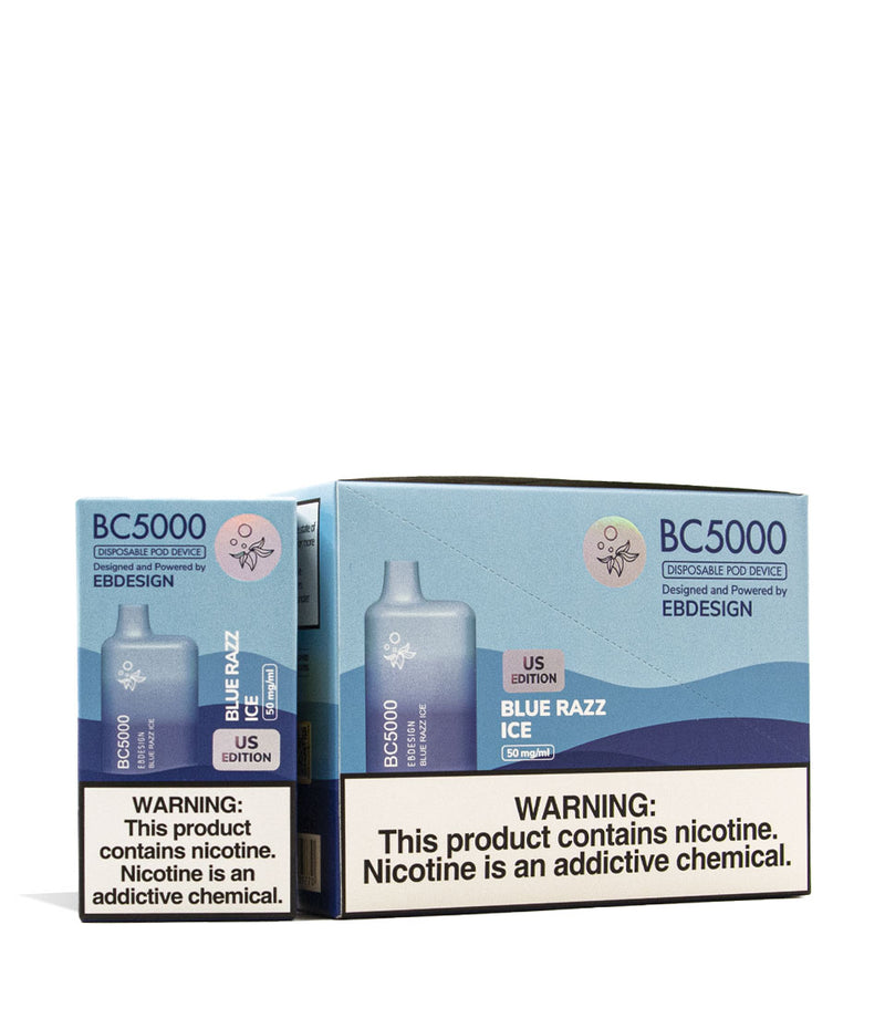 Blue Razz Ice Elf Bar BC5000 Rechargeable Disposable 10pk Front view on White Background