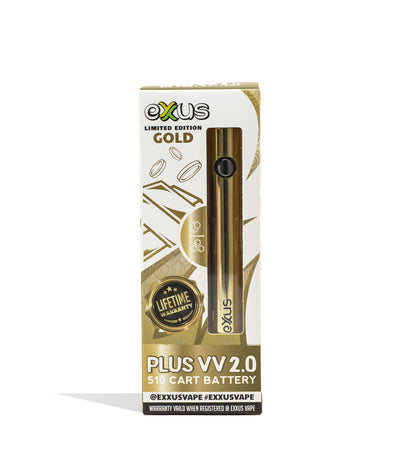 Gold Exxus Vape Plus VV 2.0 Cartridge Vaporizer 12pk Packaging Single Front View on White Background