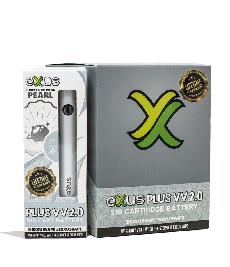 Pearl Exxus Vape Plus VV 2.0 Cartridge Vaporizer 12pk Packaging Front View on White Background