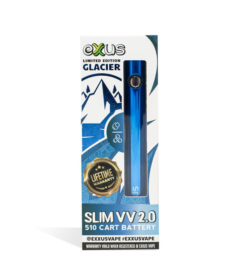 Glacier Exxus Vape Slim VV 2.0 Cartridge Vaporizer single pack on white background