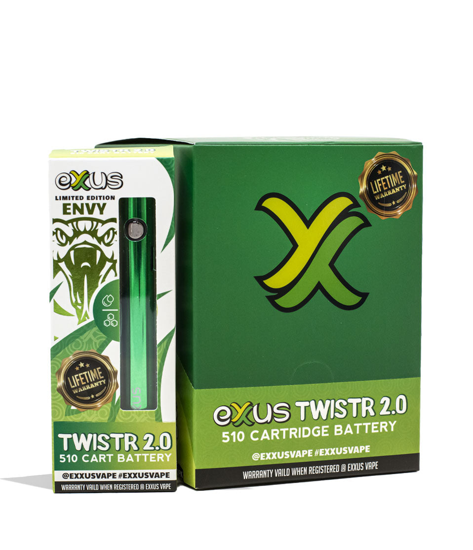 Envy  Exxus Vape Twistr 2.0 Cartridge Vaporizer 12pk Packaging Front View on White Background