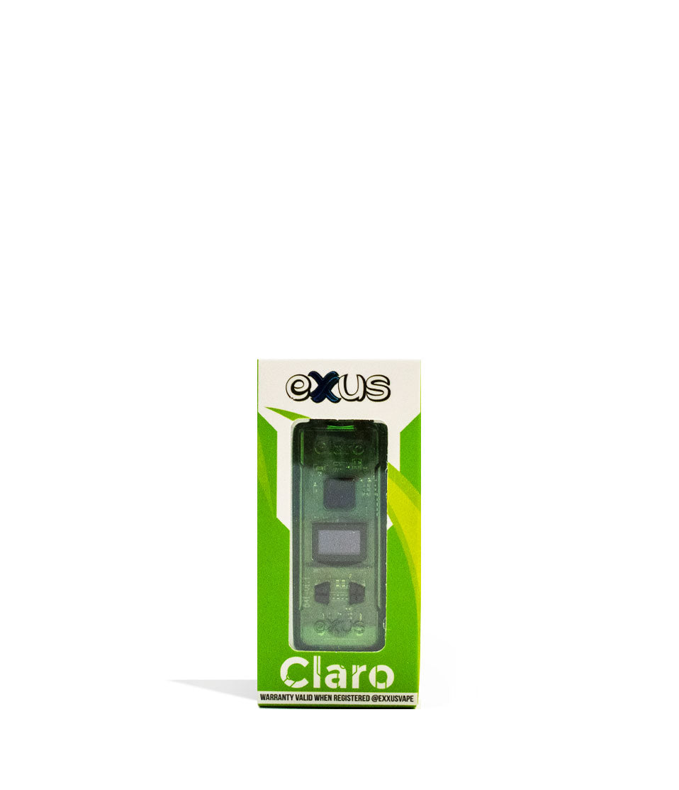 Green Exxus Vape Claro Cartridge Vaporizer 12pk Packaging Front View on White Background