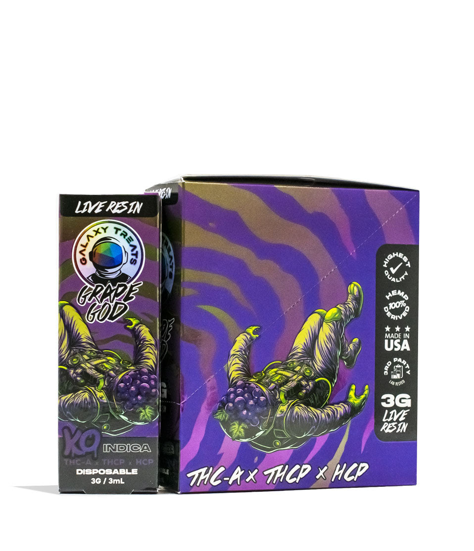 Grape God Galaxy Treats 3g THC-A | THC-P | HCP Live Resin Disposable 5pk Front View on White Background