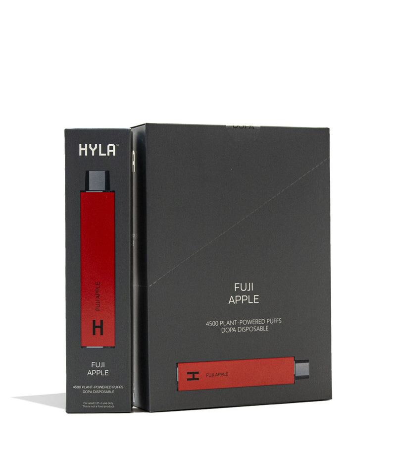 Fuji Apple HYLA Plant Powered DOPA Infused 0% Nicotine Disposable 10pk Front View on White Background