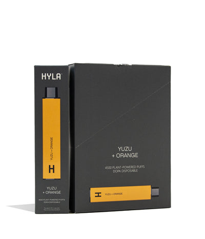 Yuzu Orange HYLA Plant Powered DOPA Infused 0% Nicotine Disposable 10pk Front View on White Background