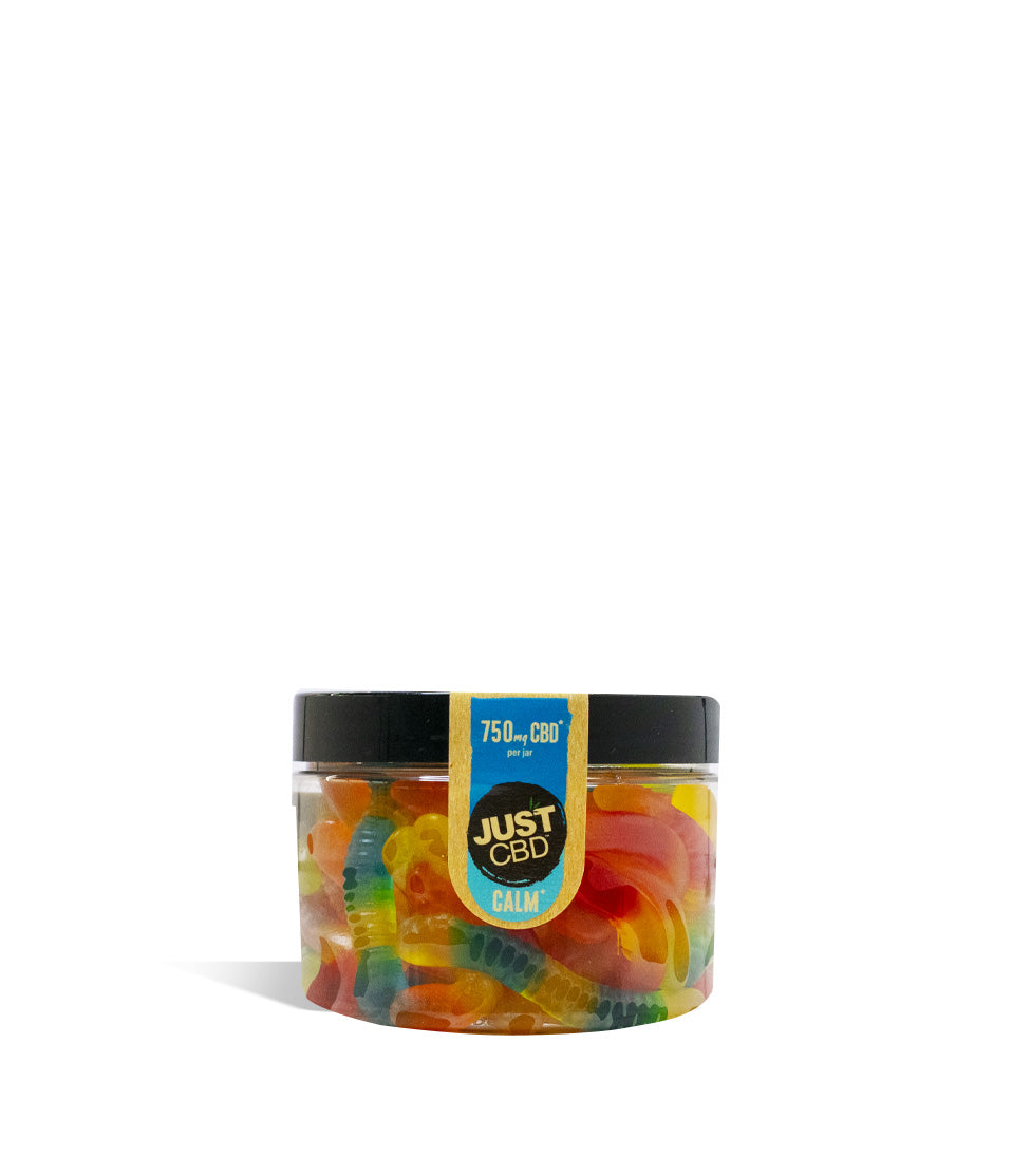 750mg Sugar Free Gummy Worms Just CBD Candy on white background