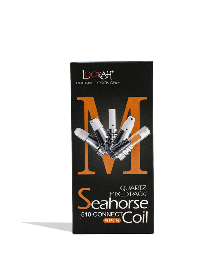 Lookah 510 Connect Mixed Seahorse Quartz Coil 5pk Packaging Front View on White Background