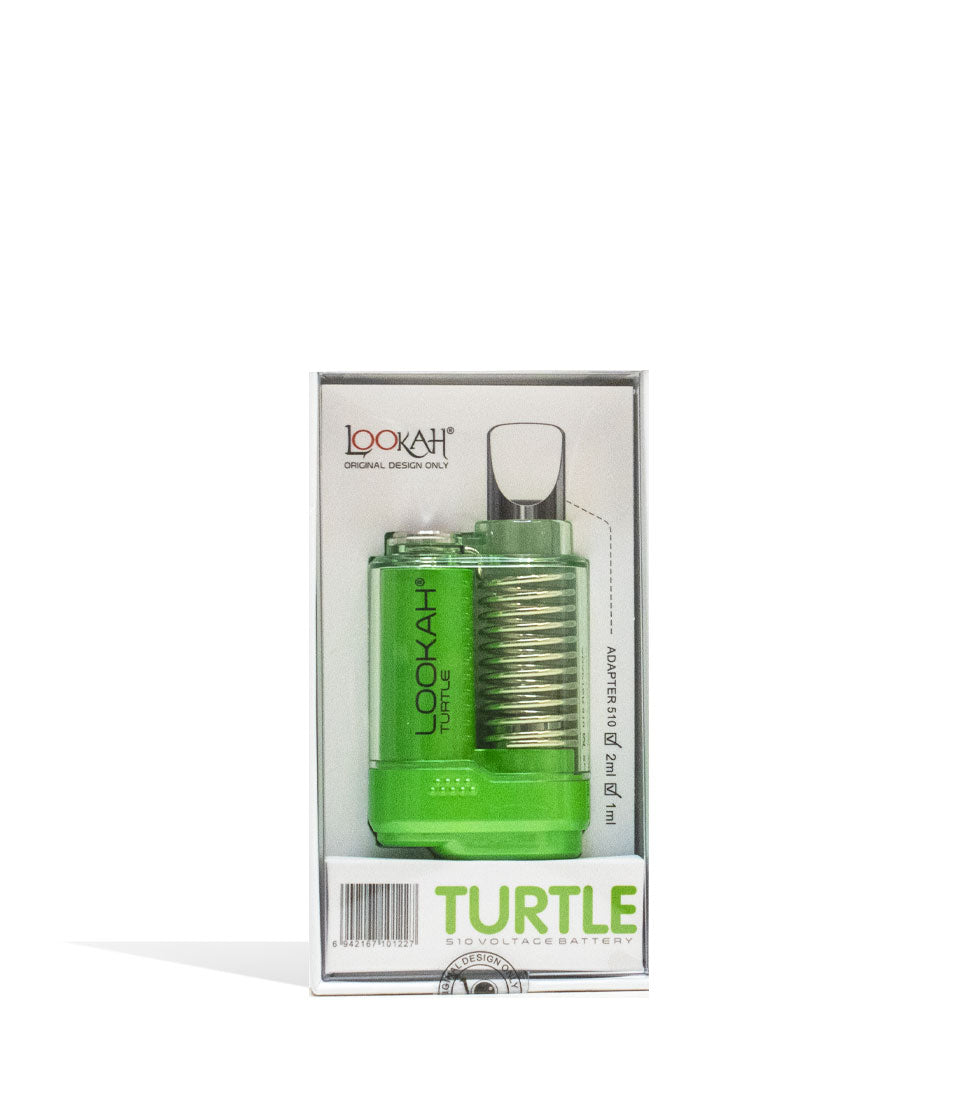 Green Lookah Turtle 2g Cartridge Vaporizer Packaging Front View on White Background