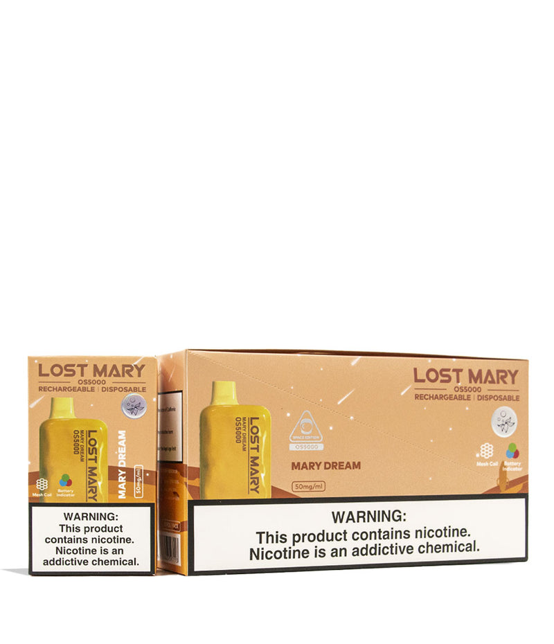 Mary Dream Lost Mary OS5000 Rechargeable Disposable 10pk Front View on White Background