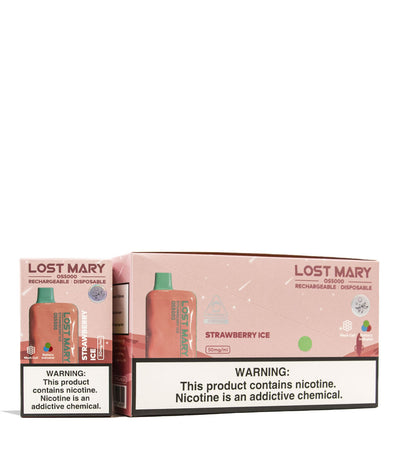 Strawberry Ice Lost Mary OS5000 Rechargeable Disposable 10pk Front View on White Background