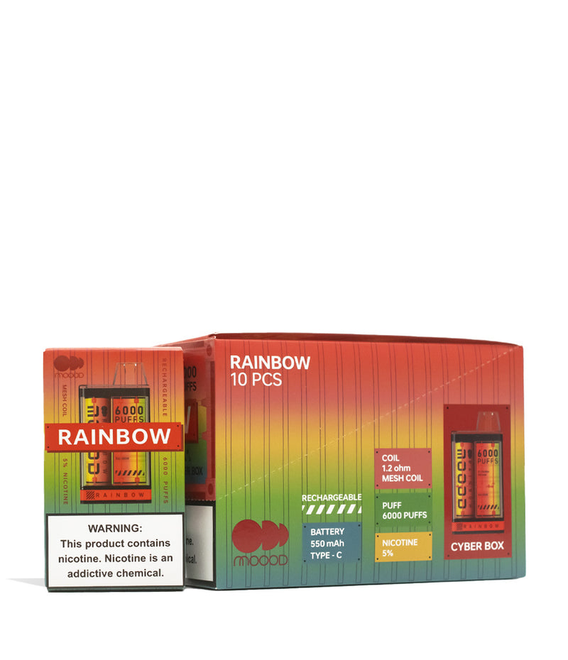 Rainbow Moood Cyber Series 6000 Puff Disposable 10pk Front View on White Background