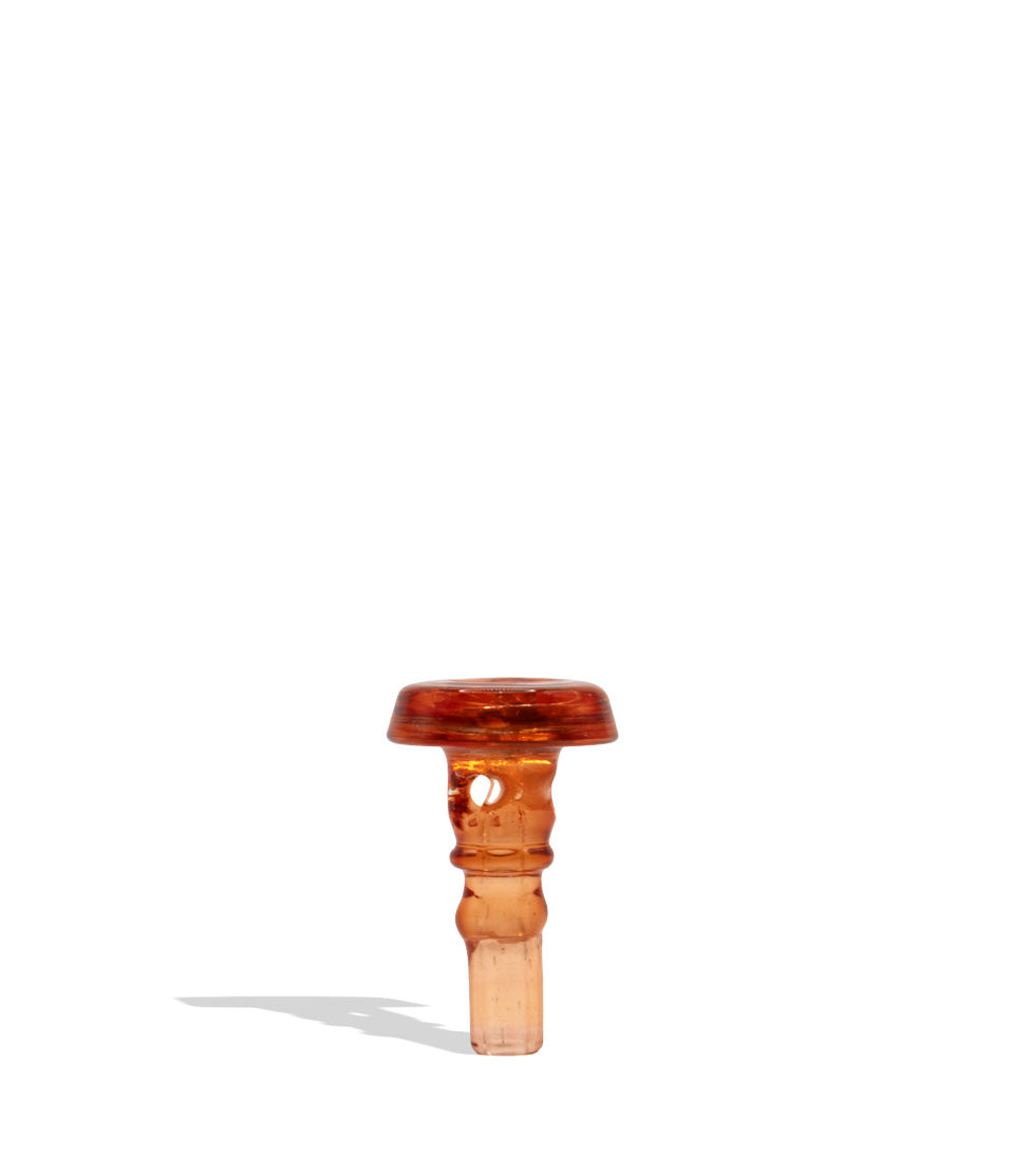A single translucent amber-brown glass hookah bowl with a flared top and cylindrical base, photographed on a plain white background with a soft shadow underneath.