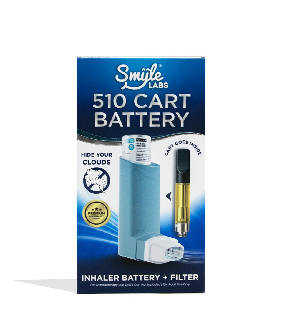 Blue Smyle Inhaler 510 Battery and Cloud Filters Packaging Front View on White Background