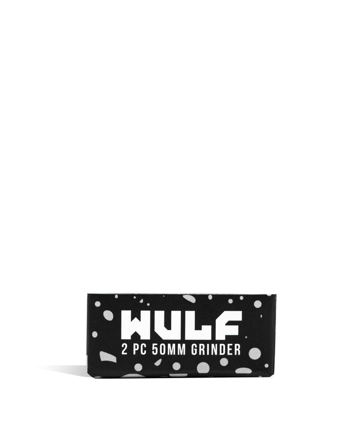 Black White Wulf Mods 2pc 50mm Spatter Grinder box on white background