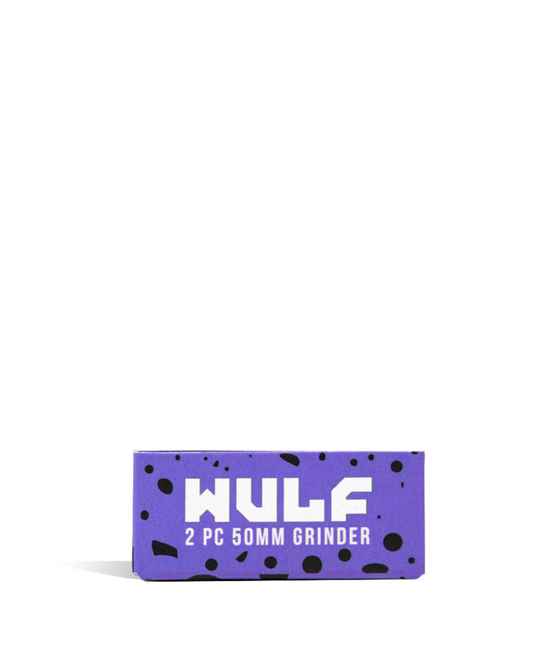 Purple Black Wulf Mods 2pc 50mm Spatter Grinder box on white background
