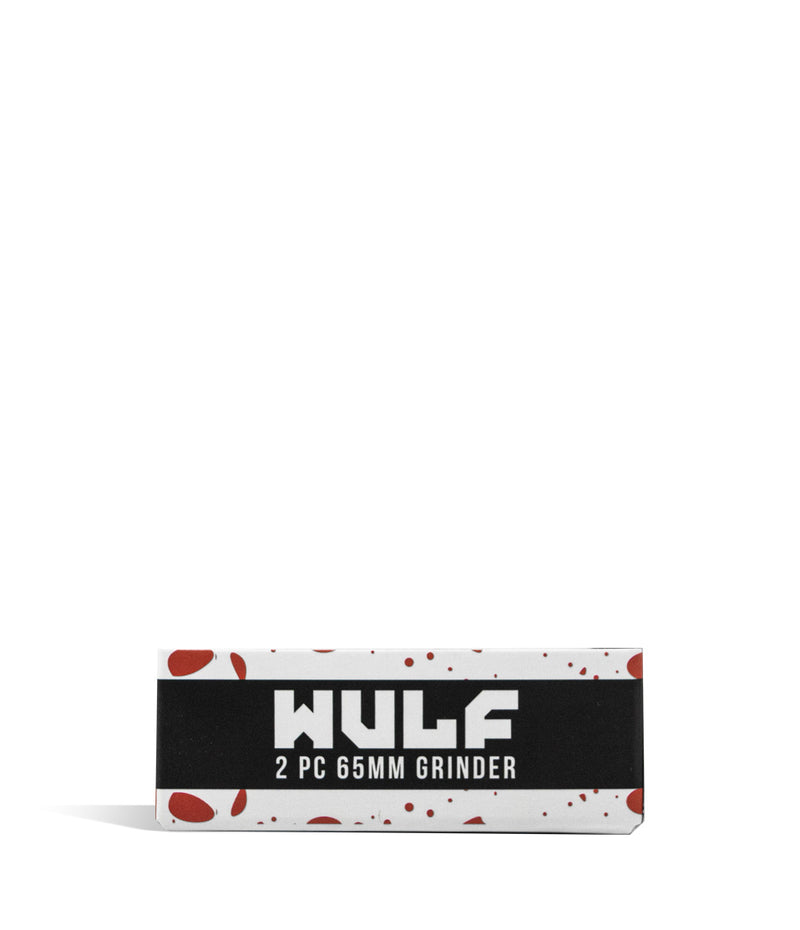 White and Red Wulf Mods 2pc 65mm Spatter Grinder box on white background