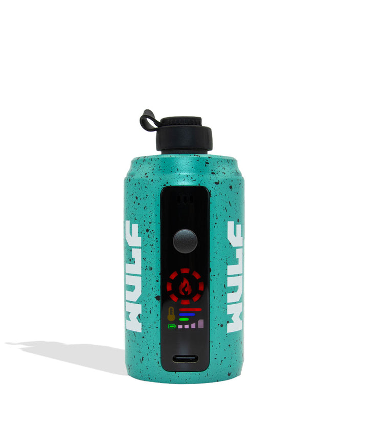 Teal Black Spatter Wulf Mods Growler Electronic Dab Rig front view on white background