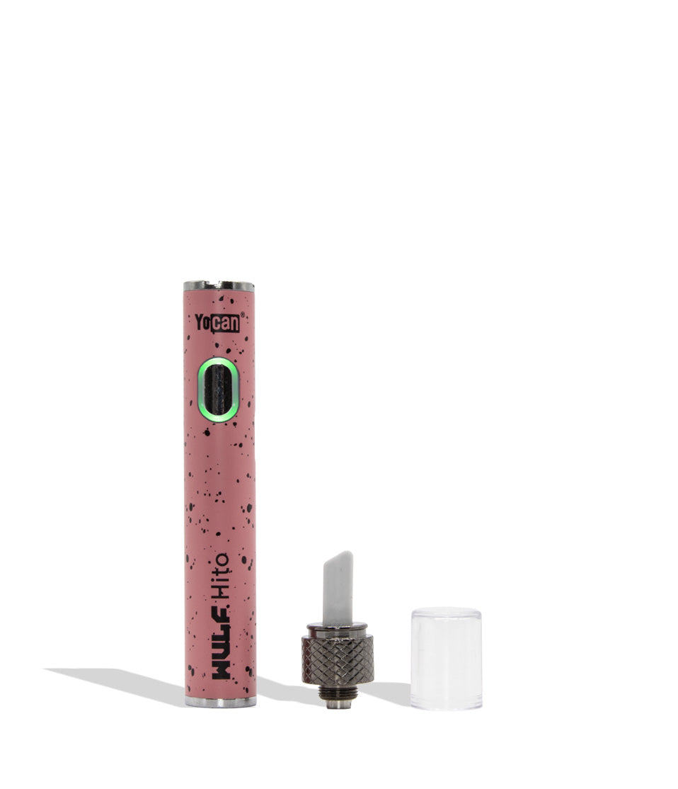 Wulf Mods Hito Knife Kit pink black spatter colorway on a white background disassembled