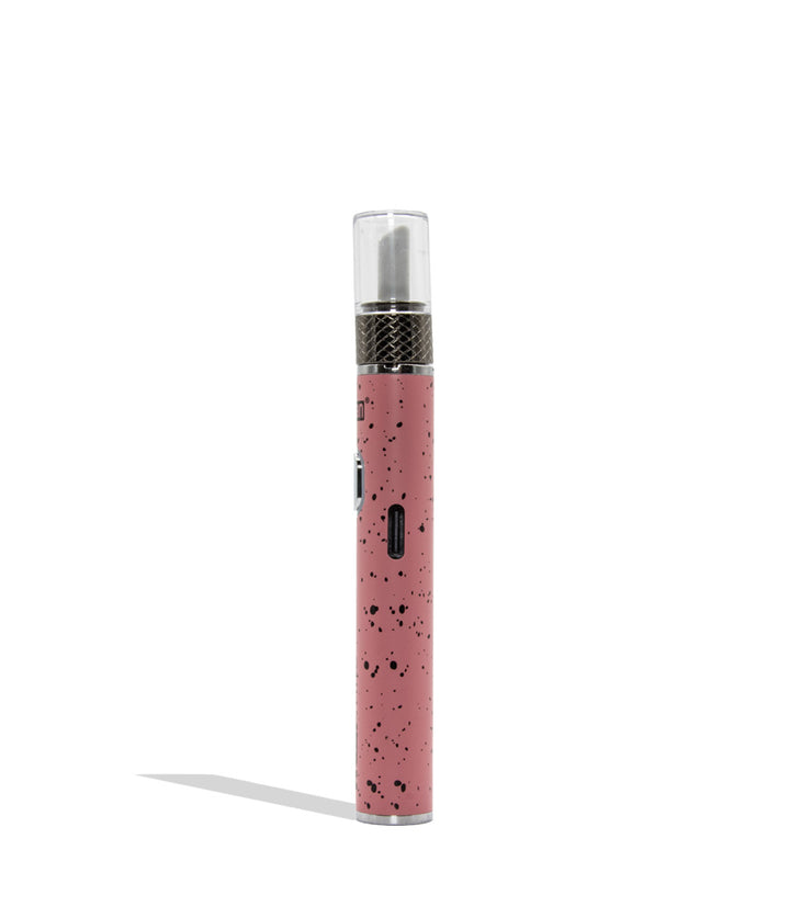 Wulf Mods Hito Knife Kit pink black spatter colorway on a white background  in side view showing USB-C port.