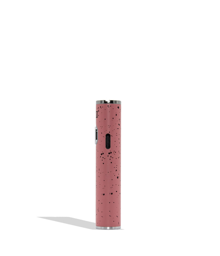 WULF Hito Plus pink black spatter on a white background turned to the side to show the USB-C view.