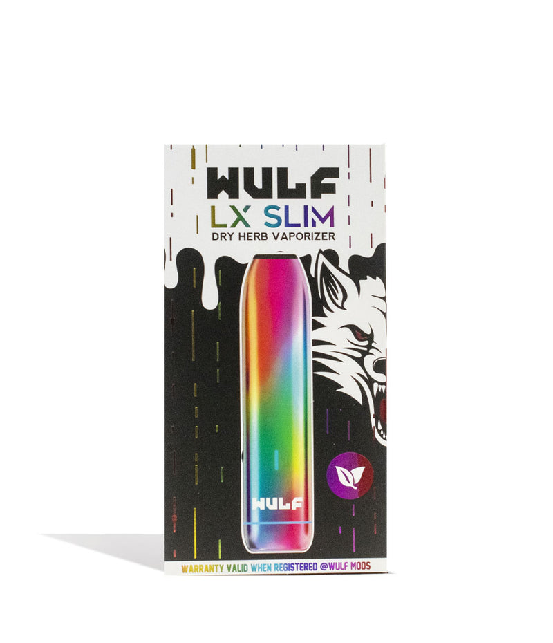 Full Color Wulf Mods LX Slim Portable Dry Herb Vaporizer Packaging on white background