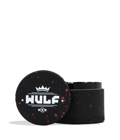 Black Red Spatter Wulf Mods 4pc 65mm Spatter Grinder Front View on White Background