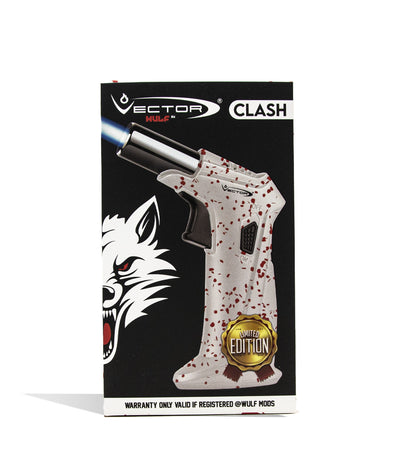 White Red Spatter Wulf Mods Clash Torch Packaging on white studio background