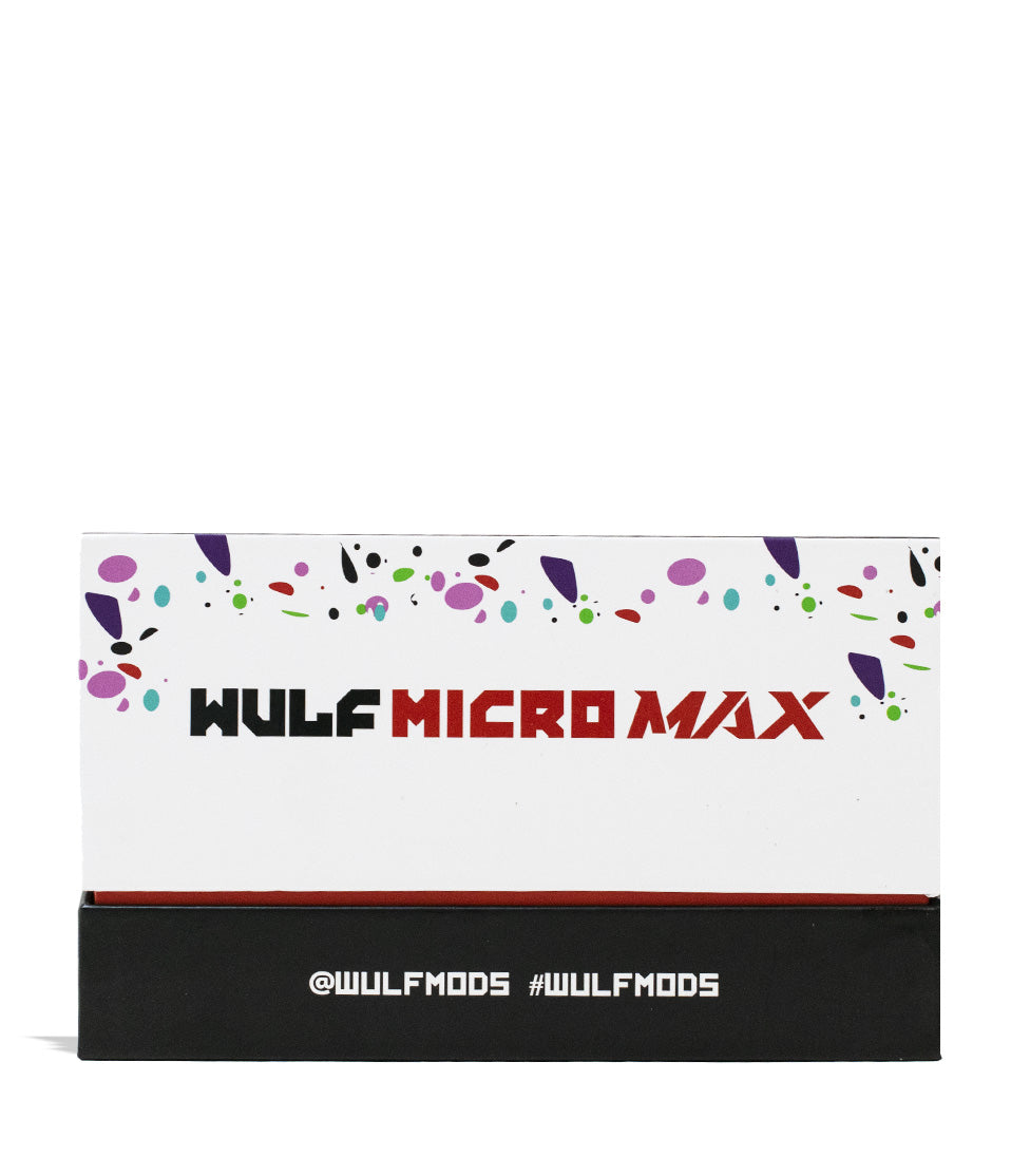 Black White Spatter Wulf Mods Micro Max 2g Cartridge Vaporizer 9pk Closed View on White Background