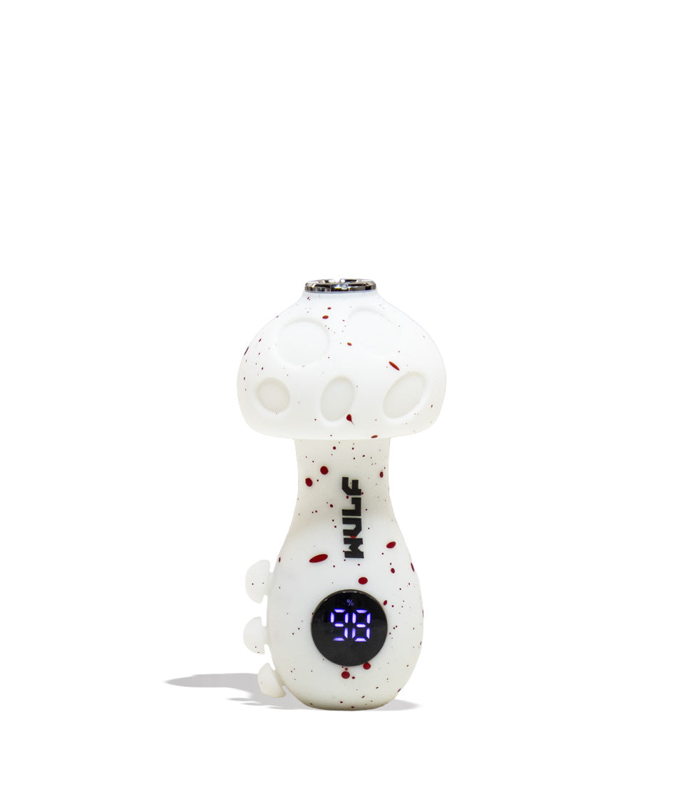 White Red Spatter Wulf Mods TRYP Mushroom Shaped Variable Voltage Battery 9pk Front View on White Background