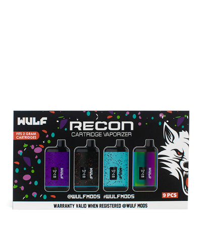 Assorted Wulf Mods Recon Cartridge Vaporizer 9pk front view on white background