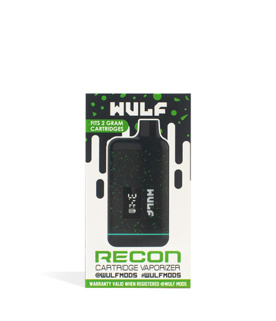 Black Green Spatter Wulf Mods Recon Cartridge Vaporizer single pack on white background