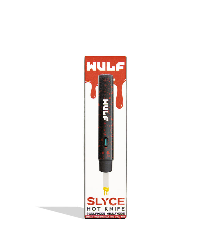 Wulf Slyce black red spatter individual packaging on a white background