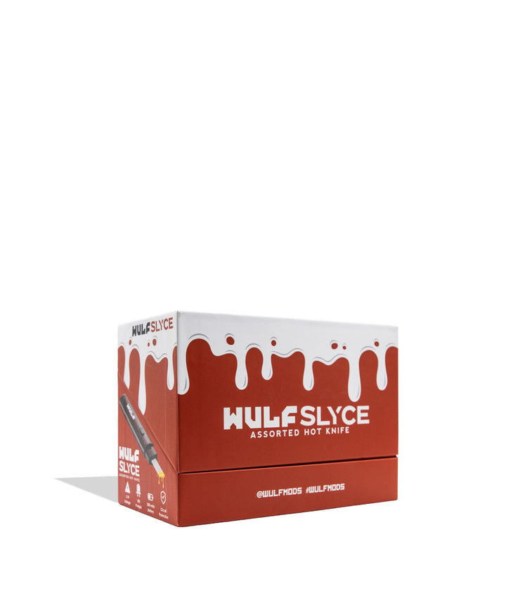 Wulf Slyce hot knife kit 12pk display unopened quarter view with top still on, on a white background