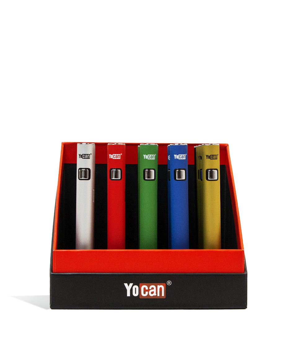 Assorted Yocan ARI SLIM 350mah Cartridge Battery 20pk on white background