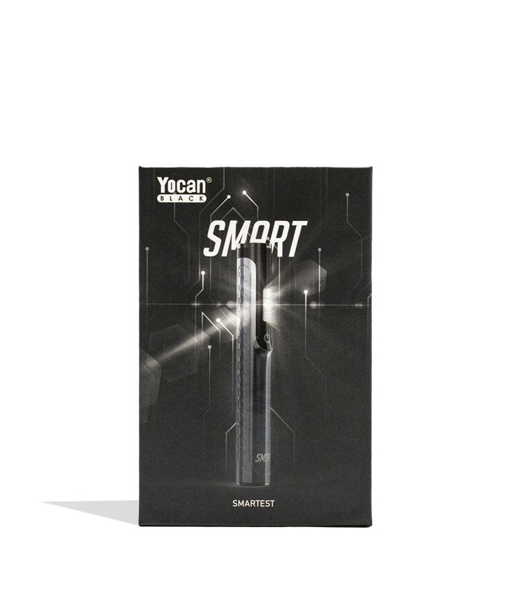 Blue Yocan Black Smart Cartridge Vaporizer Packaging Front View on White Background