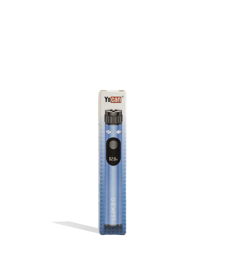 Blue Yocan Lux 2.0 Variable Voltage Battery 15pk Packaging Front View on White Background