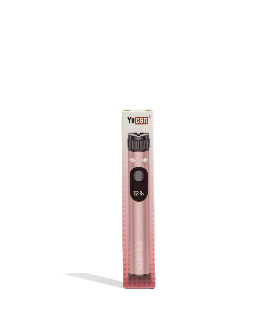 Pink Yocan Lux 2.0 Variable Voltage Battery 15pk Packaging Front View on White Background