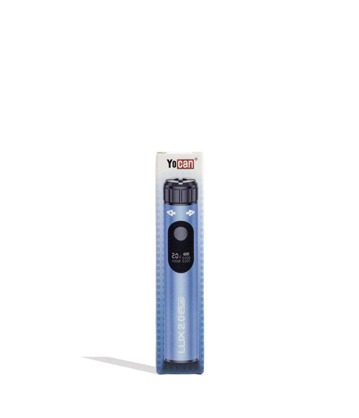 Blue Yocan Lux Plus 2.0 Variable Voltage Battery 15pk Packaging Front View on White Background