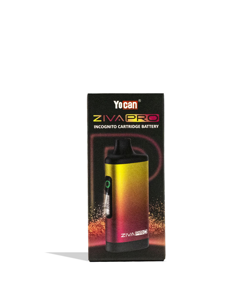 Yellow-Pink Yocan Ziva Pro 2g Cartridge Vaporizer 10pk Packaging Single Front View on White Background