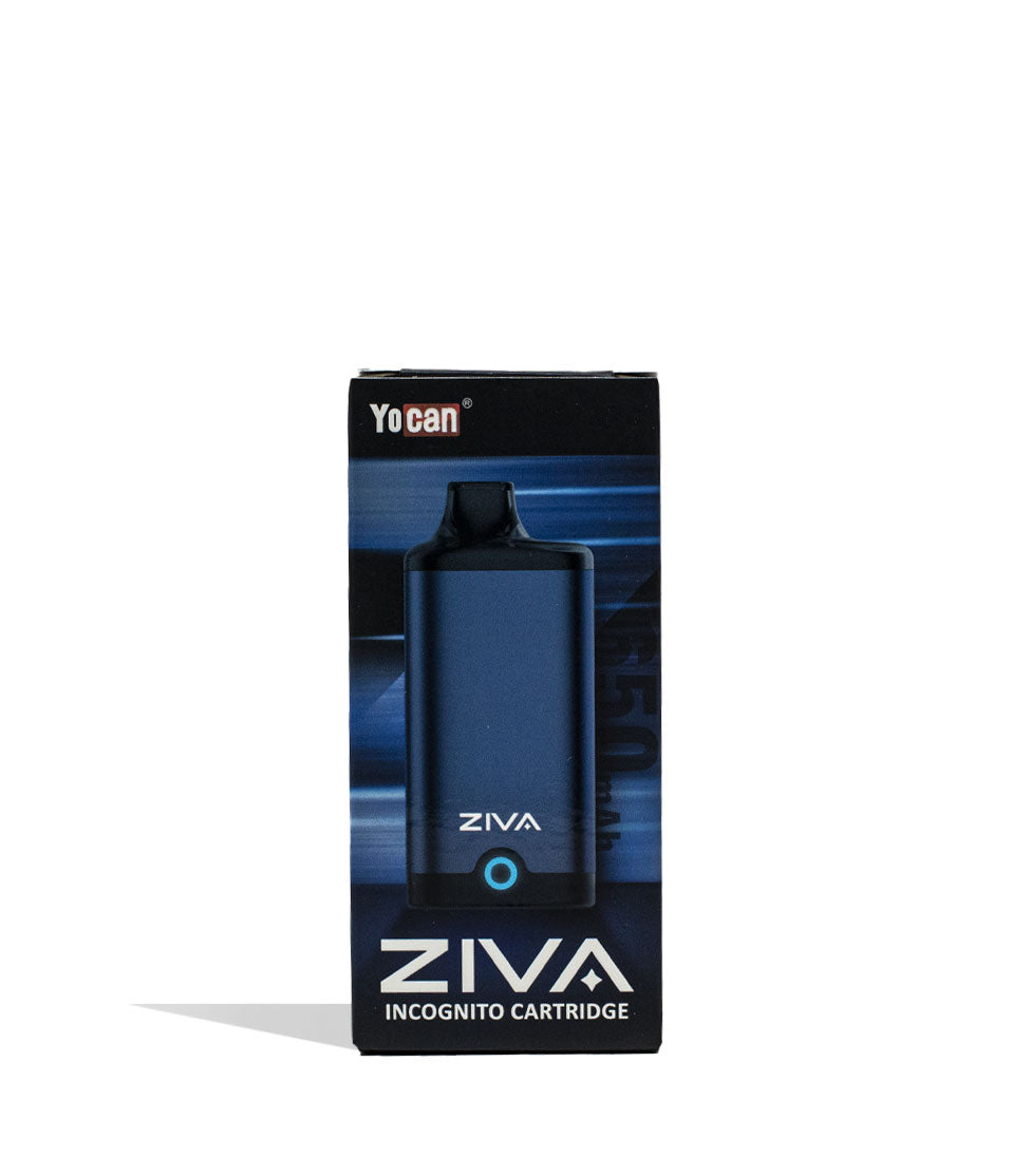 Dark Blue Yocan ZIVA Smart Cartridge Vaporizer 10pk Packaging Single Front View on White Background